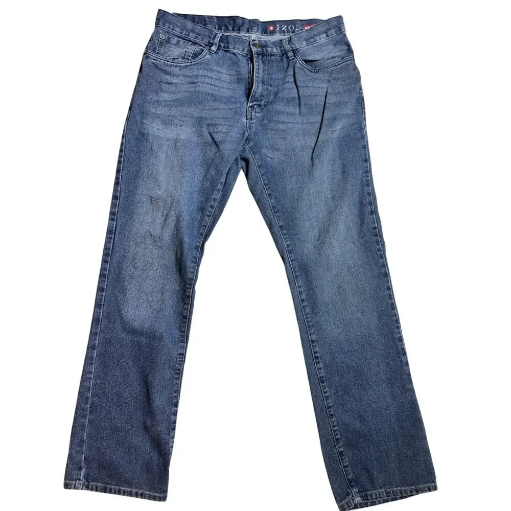 Izod Slim Stretch Straight Jeans 36/30 - Picture 1 of 4